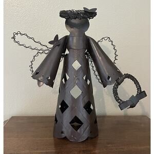 Vintage Rustic Metal 17" Angel Christmas Tree Or Table Topper Figurine